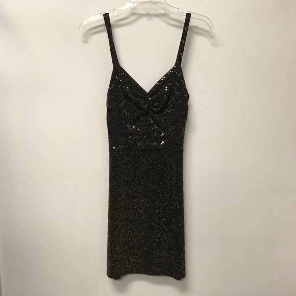 NWOT B Envied Black Metallic Gold Stretch Dress - Picture 1 of 3